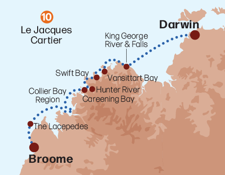 Map of the Kimberley Luxury Cruising tour