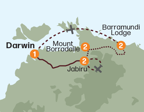 Map of the Arnhem Land & Kakadu Explorer tour