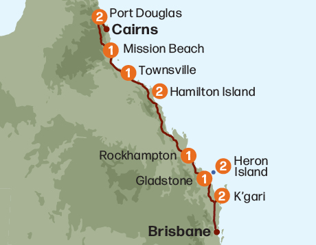 Map of the East Coast Island Escape tour