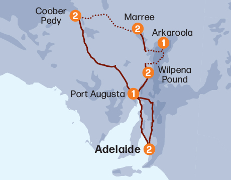 Map of the Outback South Australia tour