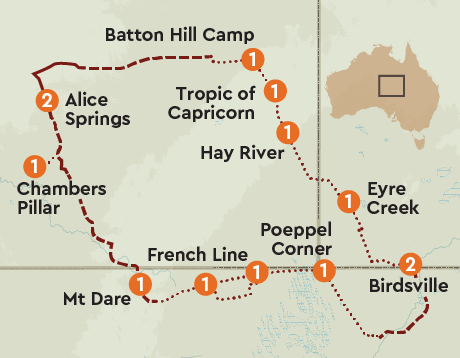 French Line Simpson Desert Map Simpson Desert Tours 2023 | Outback Spirit Tours