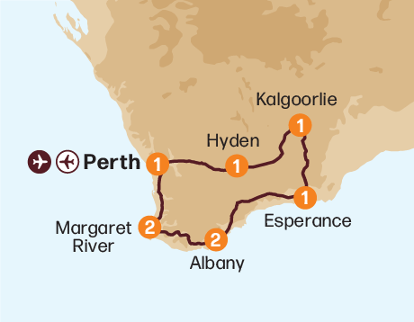 Map of the South Western Explorer tour