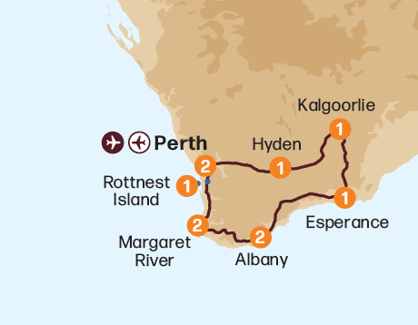 Map of the South Western Explorer tour