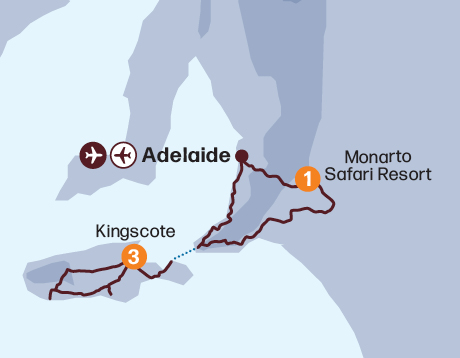 Map of the Kangaroo Island Wildlife & Wilderness  tour