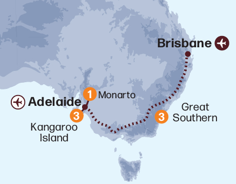 Map of the Spectacular Kangaroo Island tour