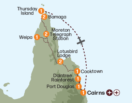 Map of the Cape York Wilderness Adventure tour