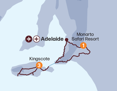 Map of the Kangaroo Island Wildlife & Wilderness  tour