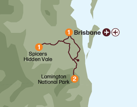 Map of the Queensland Hinterland Explorer tour